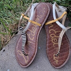 Sam Edelman Brown and Yellow Strappy Sandals Women Suze 7.5